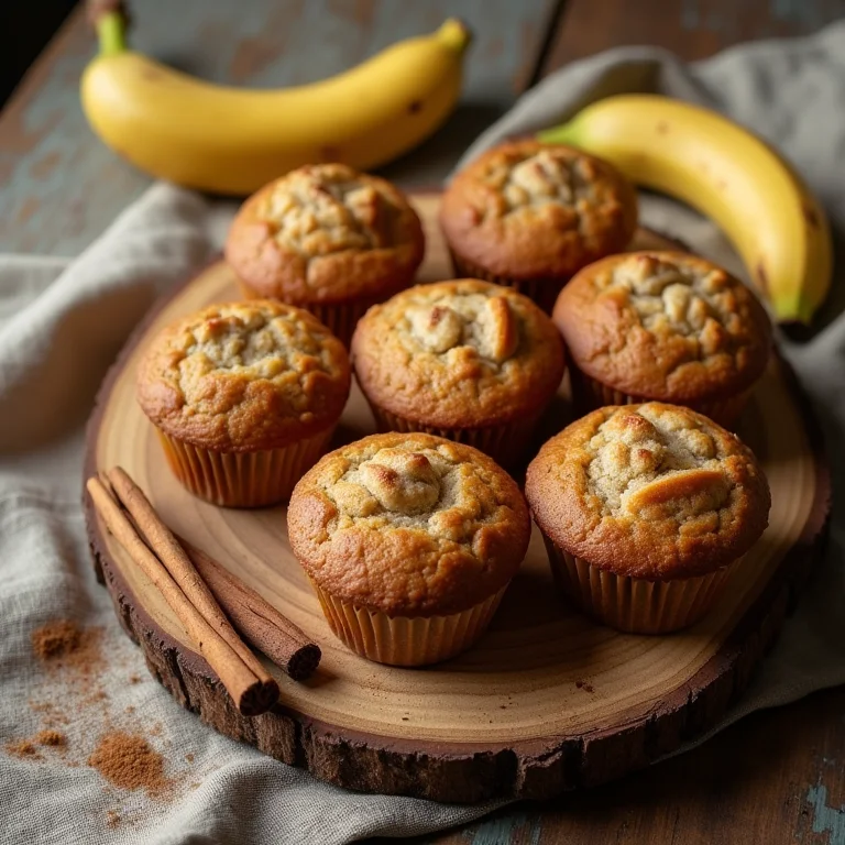 Muffins de banana com canela em close