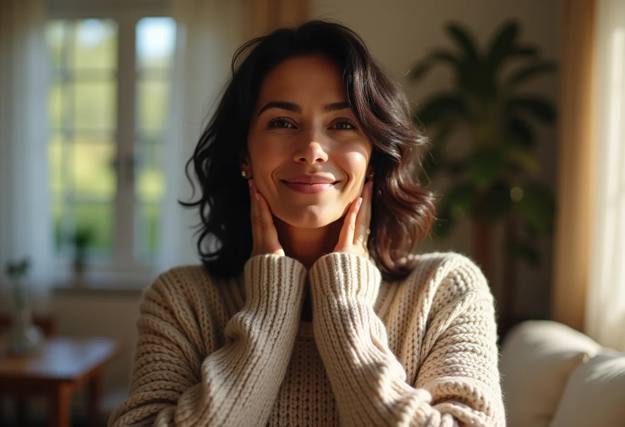 Aliviar Tensão no Pescoço: O guia rápido que você precisa ler Mulher aliviando a tensão no pescoço em casa