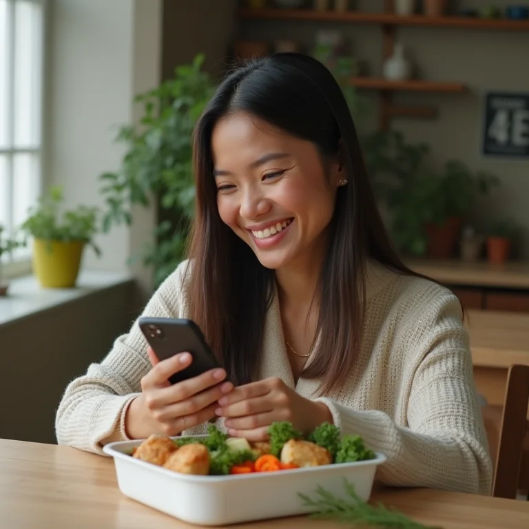 Mulher asiático-brasileira planejando refeições