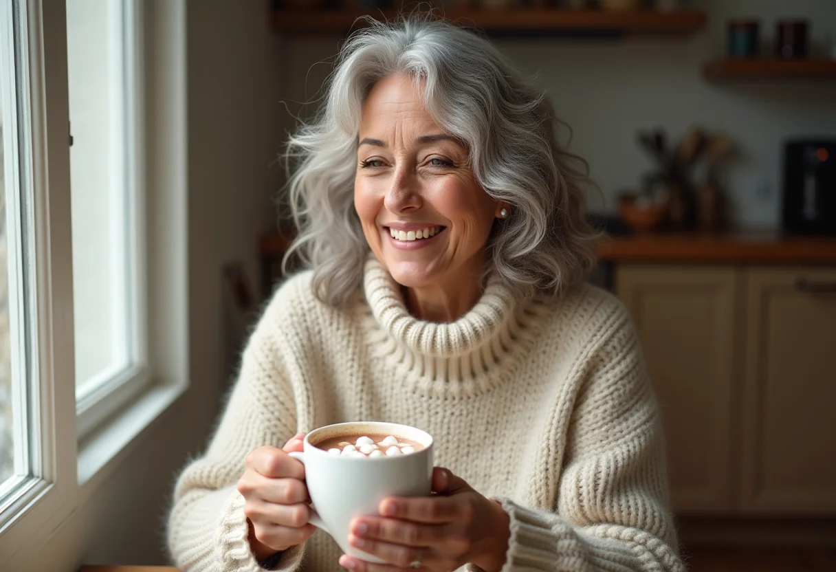 Chocolate quente cremoso: O segredo para um inverno perfeito Mulher brasileira aproveitando chocolate quente cremoso em dia de inverno