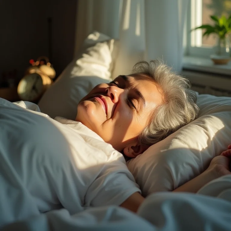 Mulher brasileira branca dormindo demais com a luz da manhã entrando pela janela.