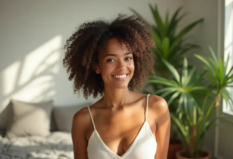 Mulher brasileira jovem com pele viçosa radiante