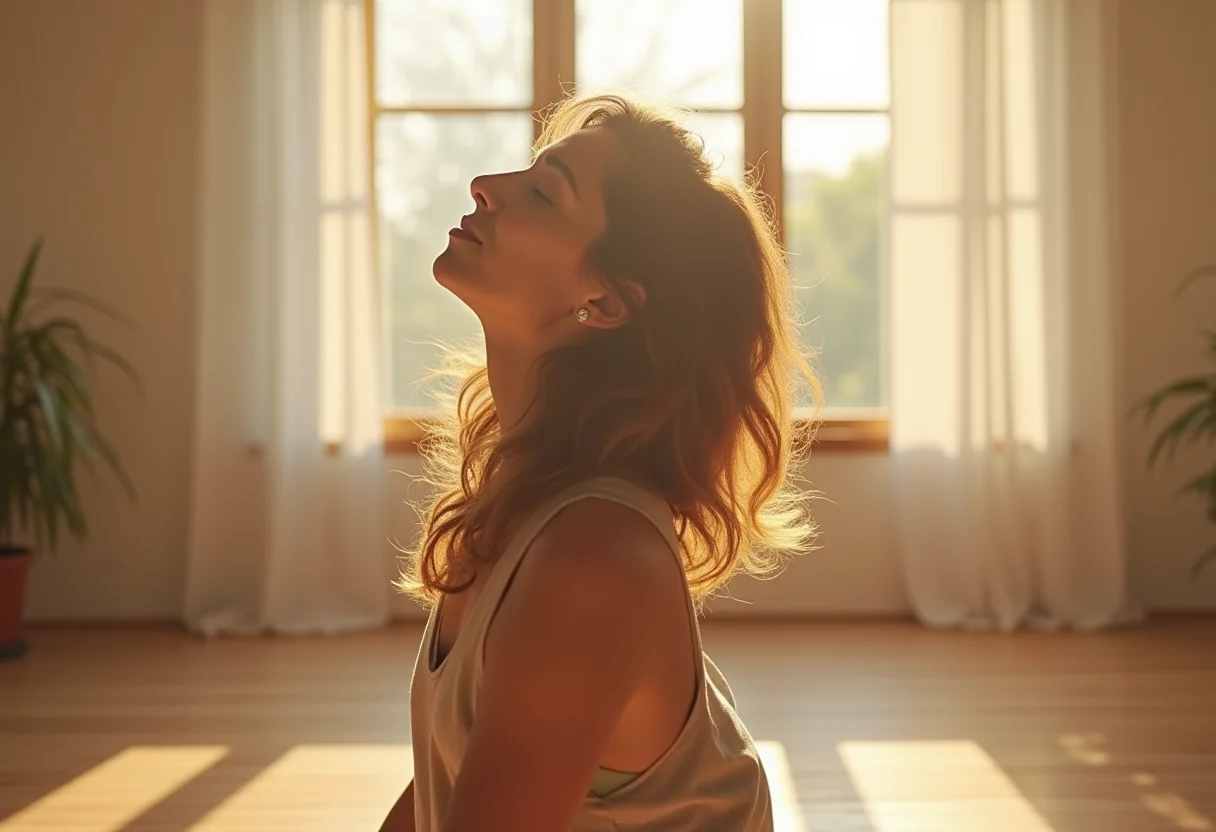 Dor nas Costas? Ioga é a solução (e você nem imaginava) Mulher brasileira praticando ioga para aliviar dor nas costas