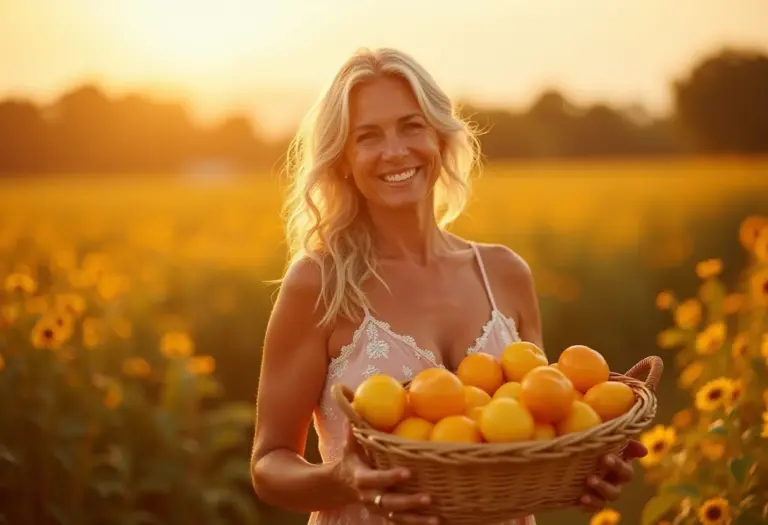 Mulher brasileira sorrindo em campo de marmelinho do campo
