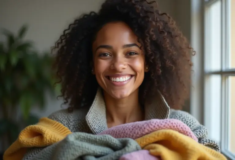 Mulher confiante com roupas de moda circular