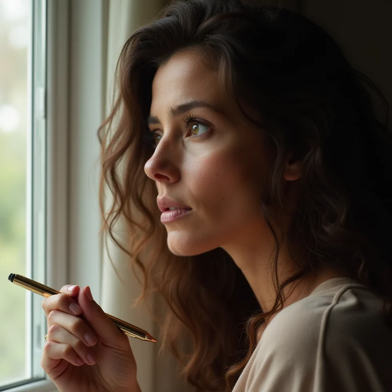 Mulher de meia-idade com bloqueio criativo olhando para a janela