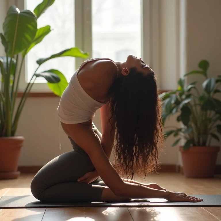 Mulher indígena brasileira praticando yoga
