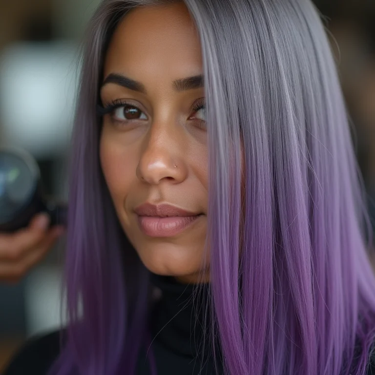 Mulher indígena matizando cabelos grisalhos