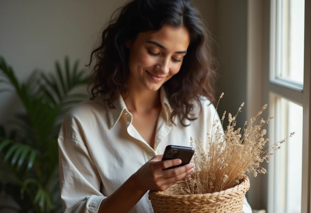 Minimalismo digital: 5 passos para um detox tecnológico urgente Mulher jovem guardando celular em cesto, minimalismo digital.