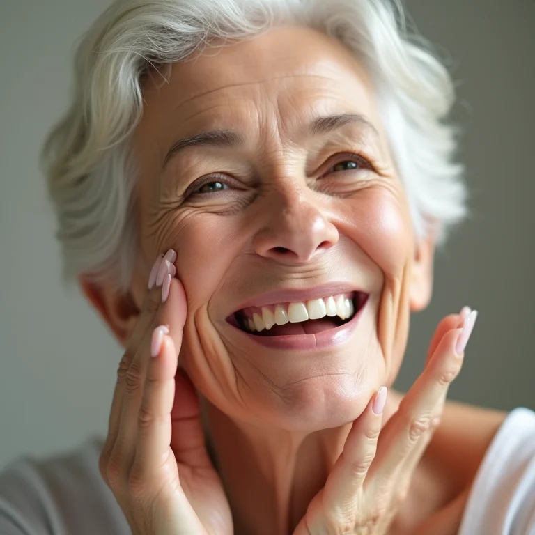 Mulher madura aplicando creme anti-idade