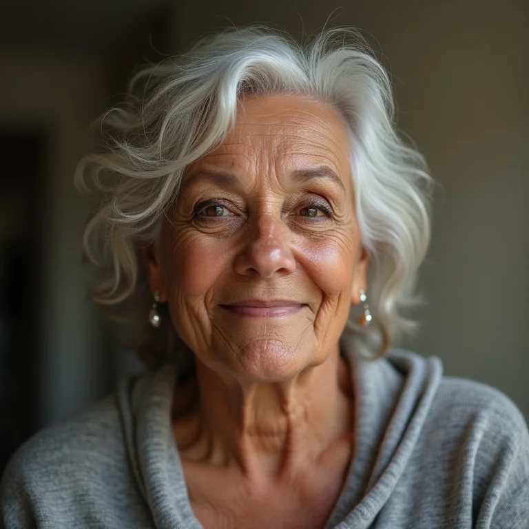 Mulher madura com sombra líquida de longa duração