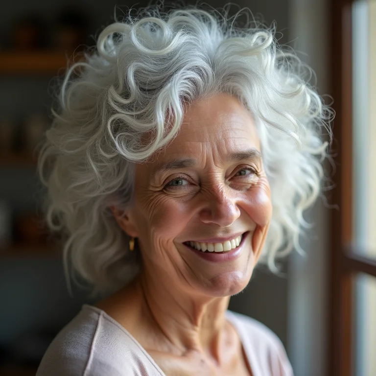 Mulher madura comparando a cor natural do cabelo com a tinta para ombré hair.