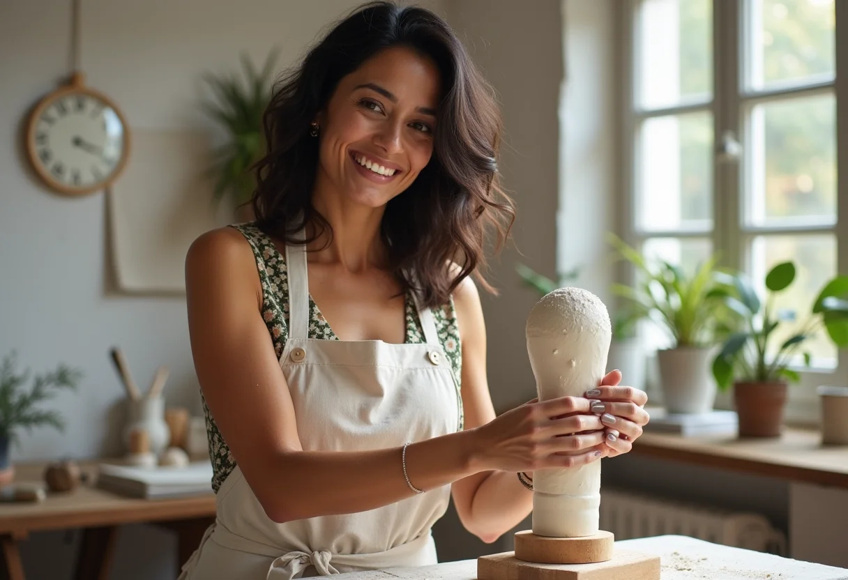 Papel Machê: A receita secreta para uma obra de arte durável Mulher madura criando escultura de papel machê em estúdio
