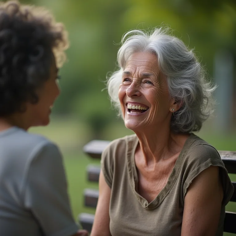 Mulher madura sorrindo em um parque