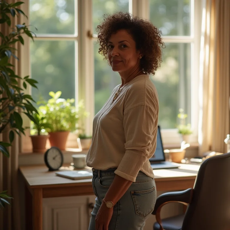 Mulher negra alongando a lateral do corpo para aliviar dores nas costas