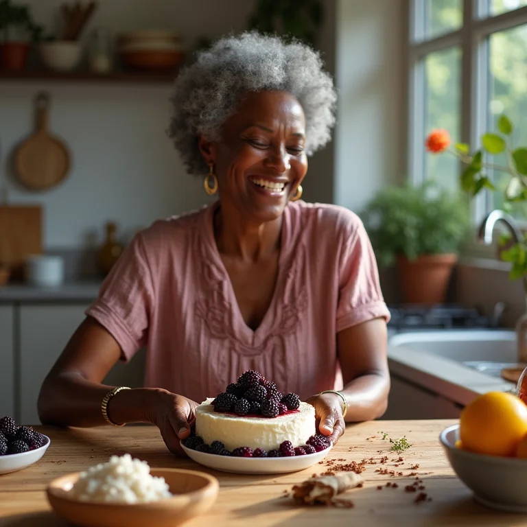 Mulher negra brasileira preparando esfiha de amora com cardamomo