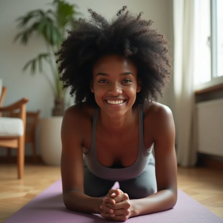 Mulher negra fazendo exercícios pélvicos pós-parto
