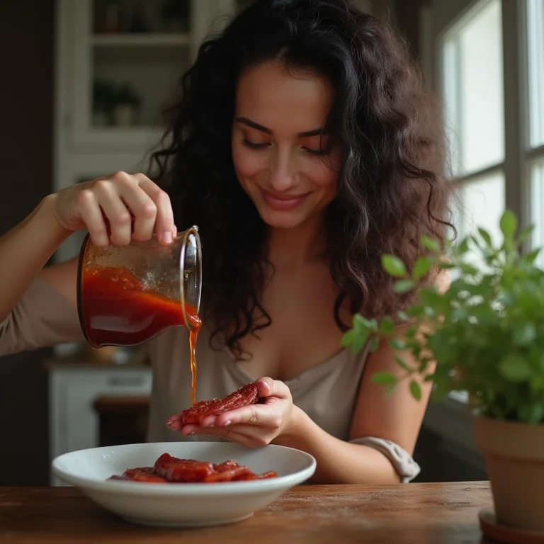 Mulher negra preparando marinada para fígado.