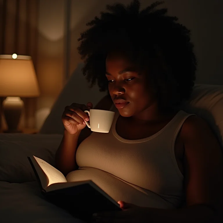 Mulher negra relaxando antes de dormir