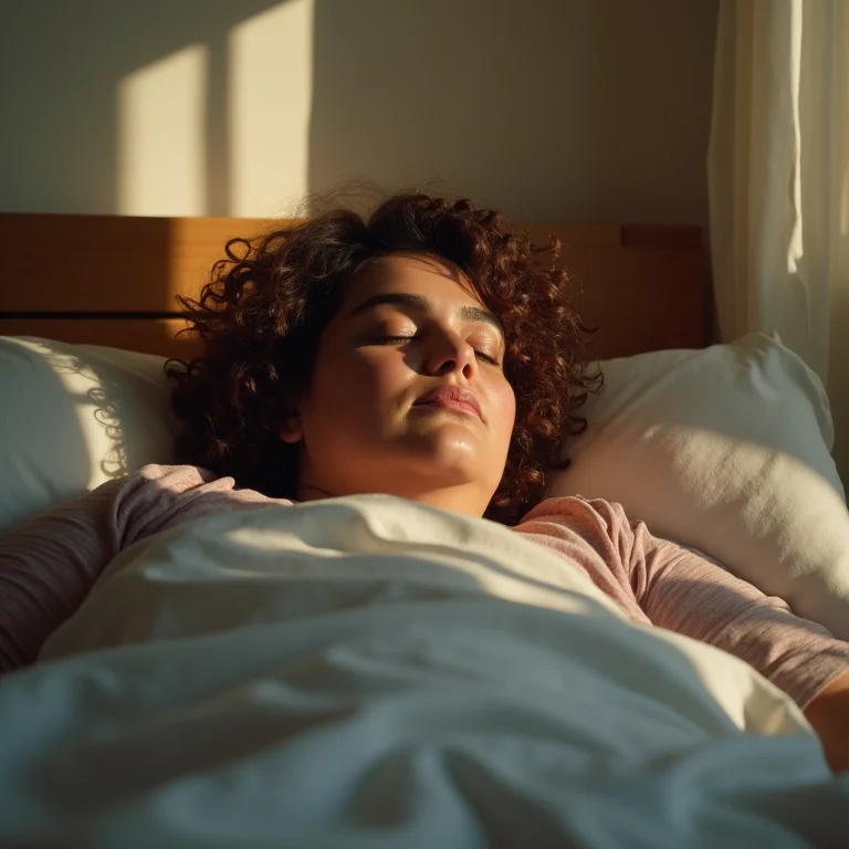 Mulher plus-size dormindo tranquilamente