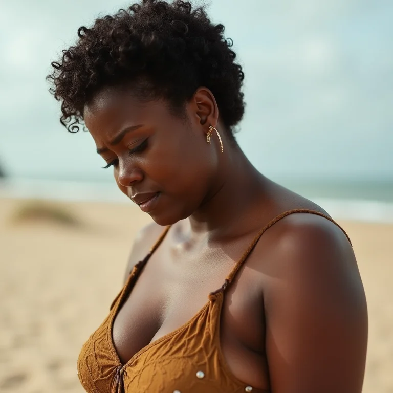 Mulher plus-size preocupada, sensação de queda