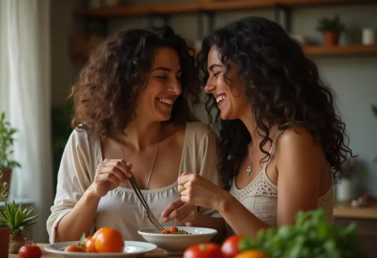 Mulher preparando jantar romântico em casa