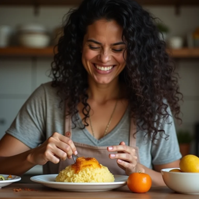 Mulher preparando tapioca nutritiva