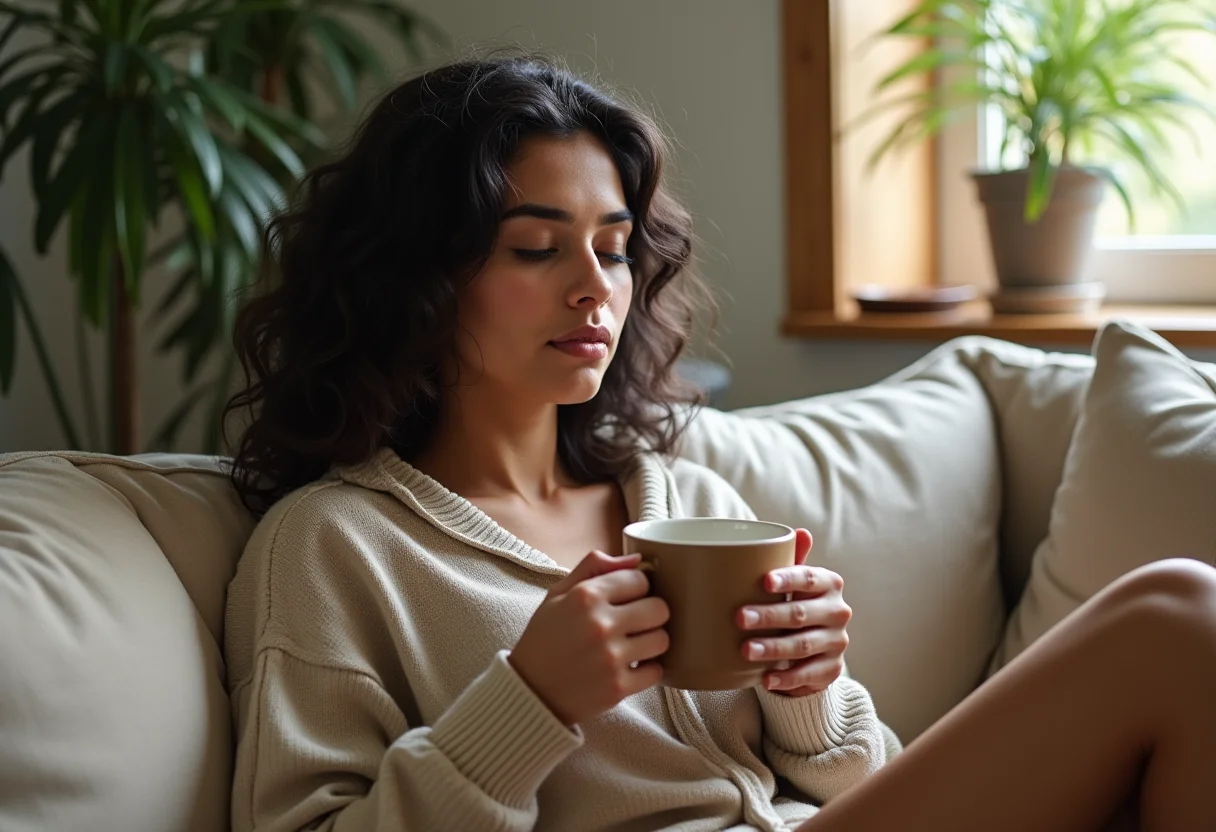 Alívio Imediato: Descubra a Aromaterapia para o Estresse Mulher relaxando com aromaterapia para alívio do estresse