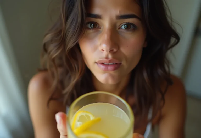 Mulher segurando soro caseiro para diarreia