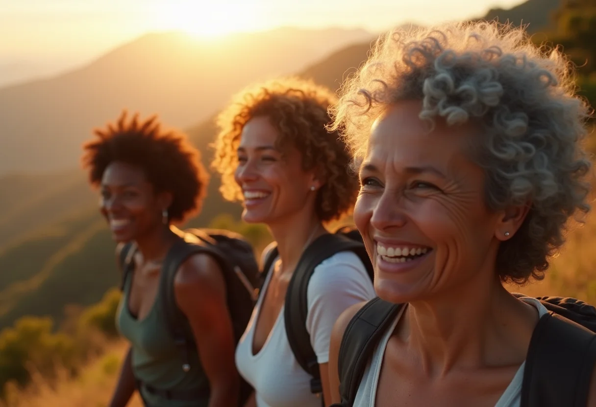 Caminhada em grupo: o guia completo para aproveitar ao máximo Mulheres brasileiras diversas curtindo caminhada em grupo