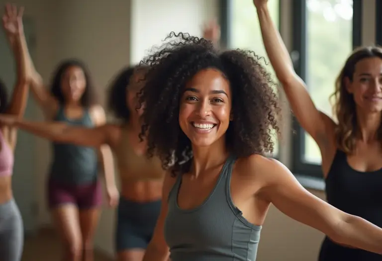 Mulheres brasileiras diversas praticando esportes em grupo