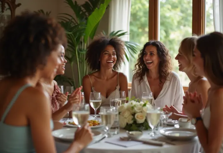 Mulheres brasileiras diversas reunidas à mesa posta