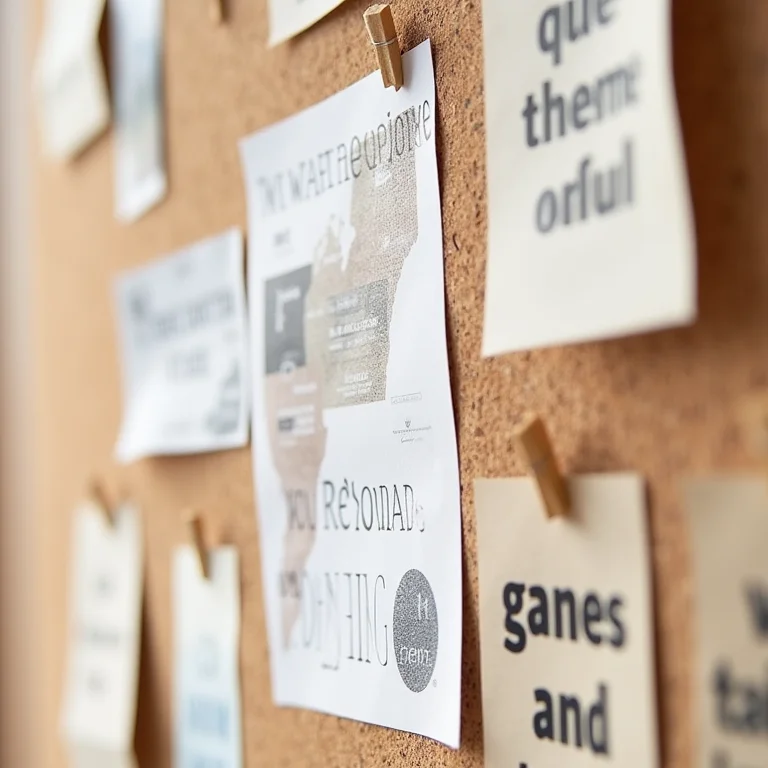 Mural de inspiração minimalista com recortes e amostras