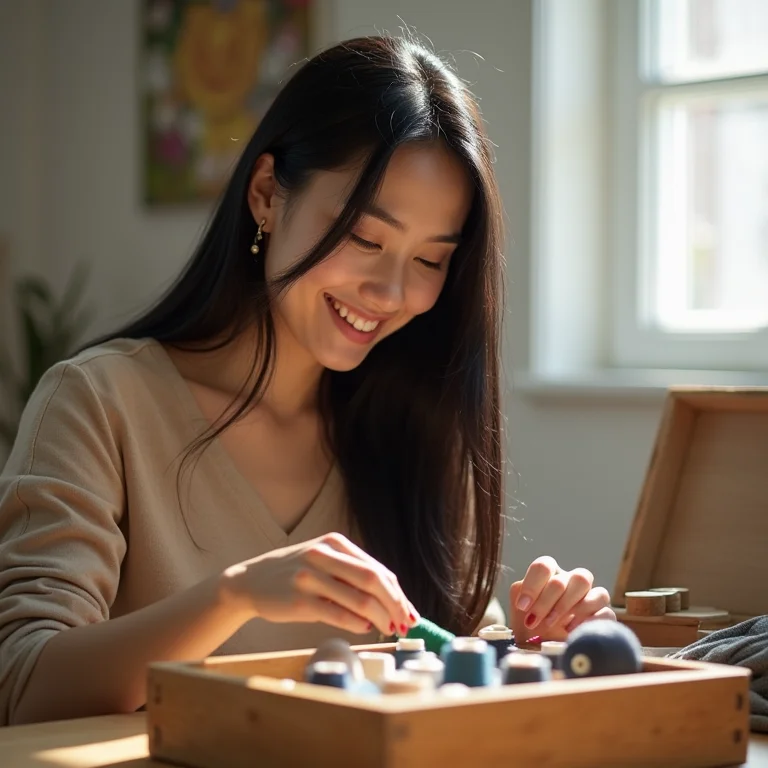 Organização caseira de linhas
