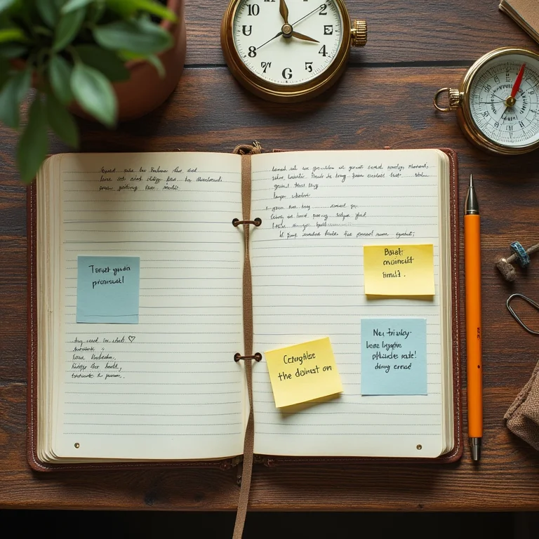 Organização de objetivos em um diário de viagem