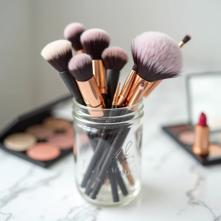 Organizador de maquiagem prático e sustentável feito com pote de conserva.