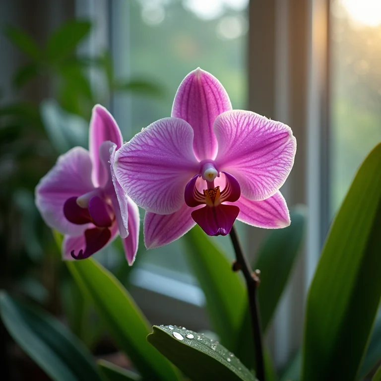 Orquídea em ambiente úmido com umidificador