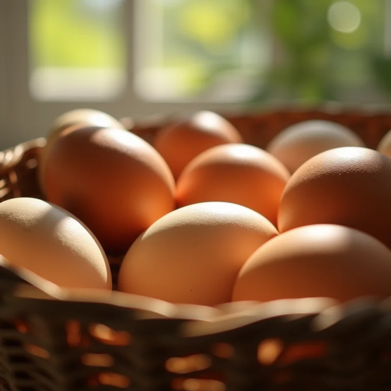 Ovos frescos e orgânicos em cesta.