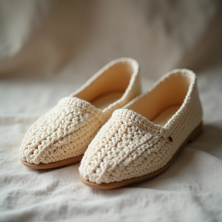 Pantufa de crochê de bico com botão