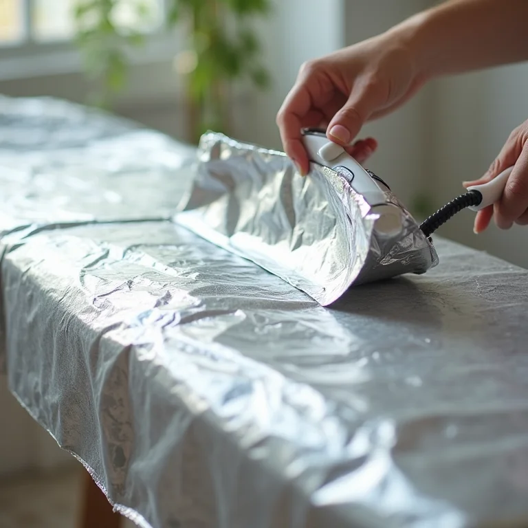 Papel alumínio na tábua de passar