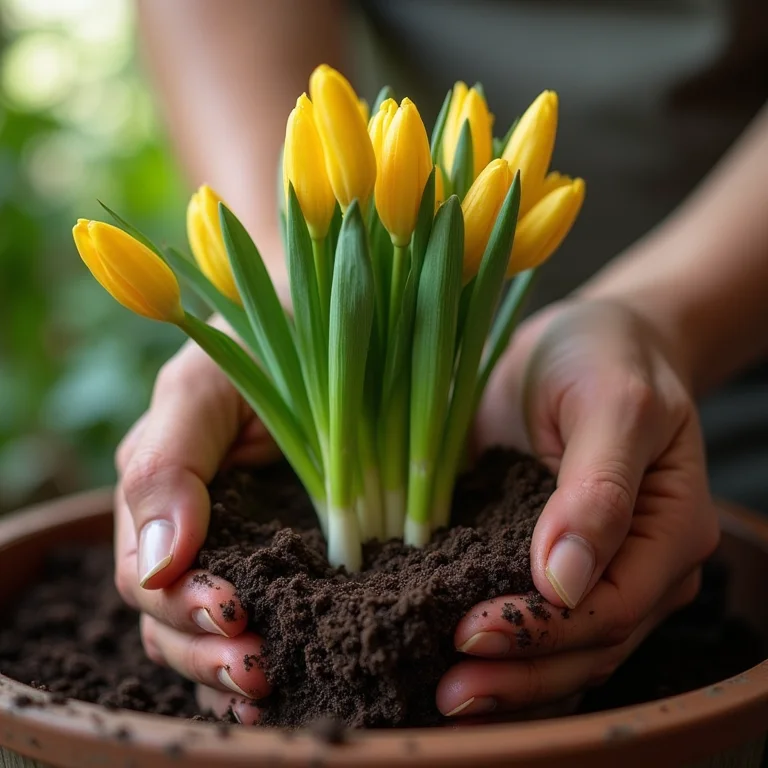 Passo a passo ilustrado de como plantar bulbos de frésia em um vaso