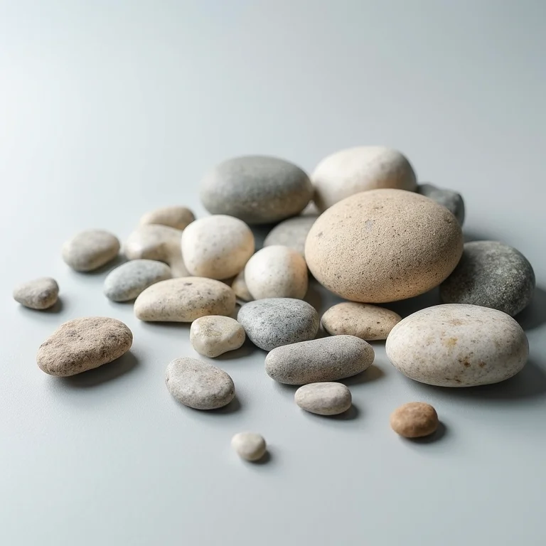 Pedras decorativas e seixos em arranjo minimalista