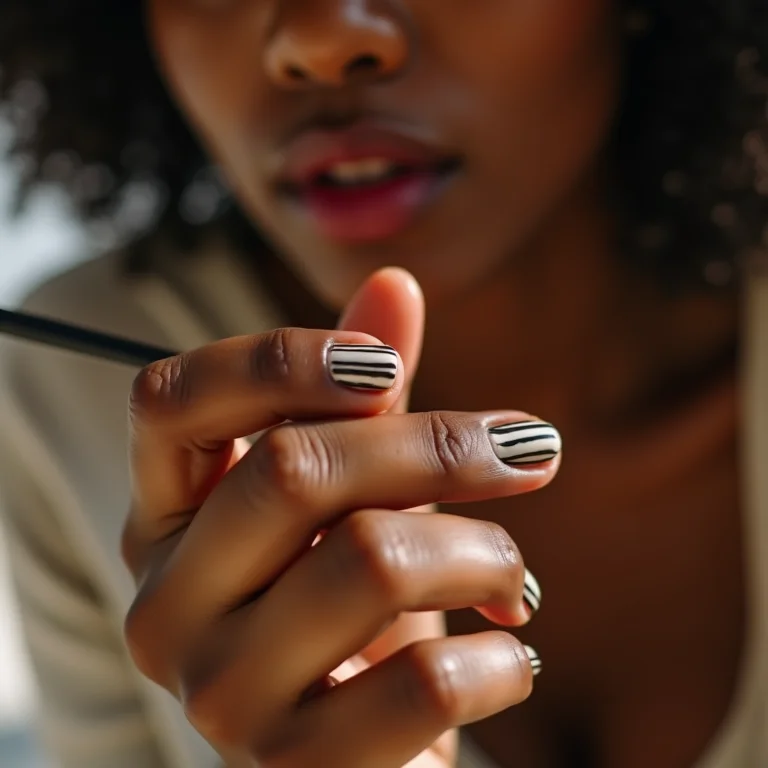 Pintando unhas com listras