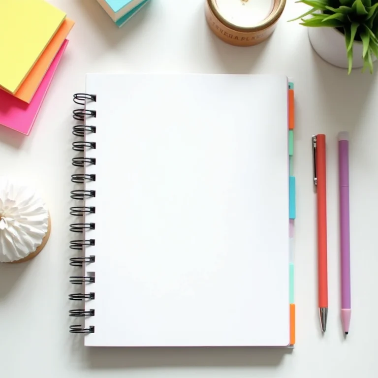 Planner organizado com materiais de escritório