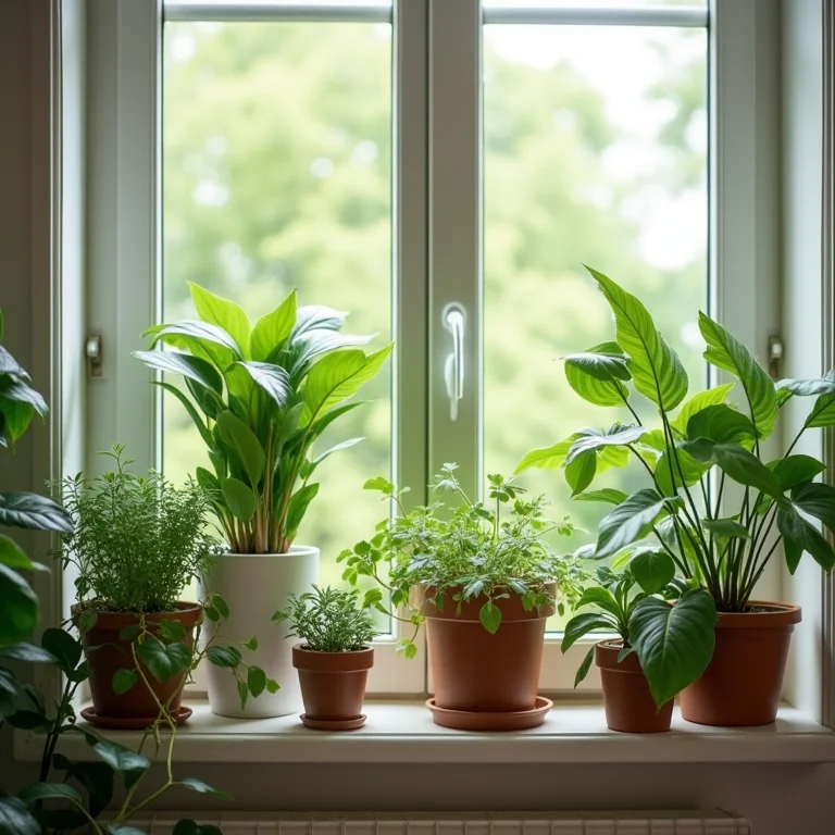 Plantas em vasos decorando sala pequena e purificando o ar