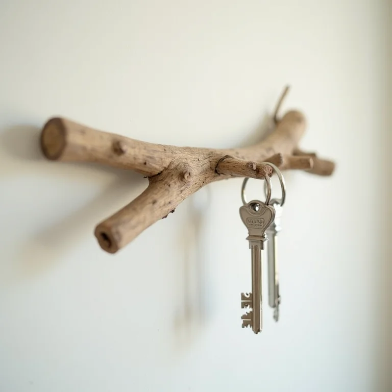 Porta chaves minimalista feito com galho seco.