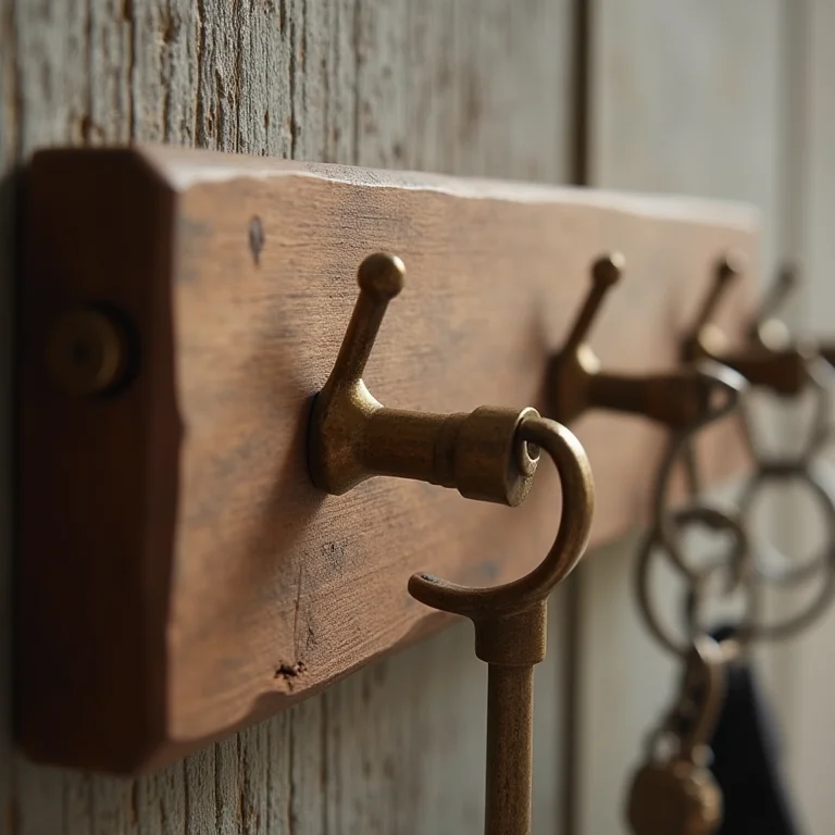 Porta chaves rústico feito com madeira reutilizada.