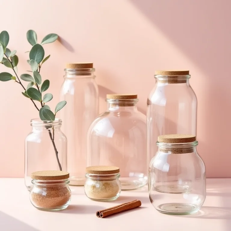 Potes de vidro com tampa hermética para artesanato