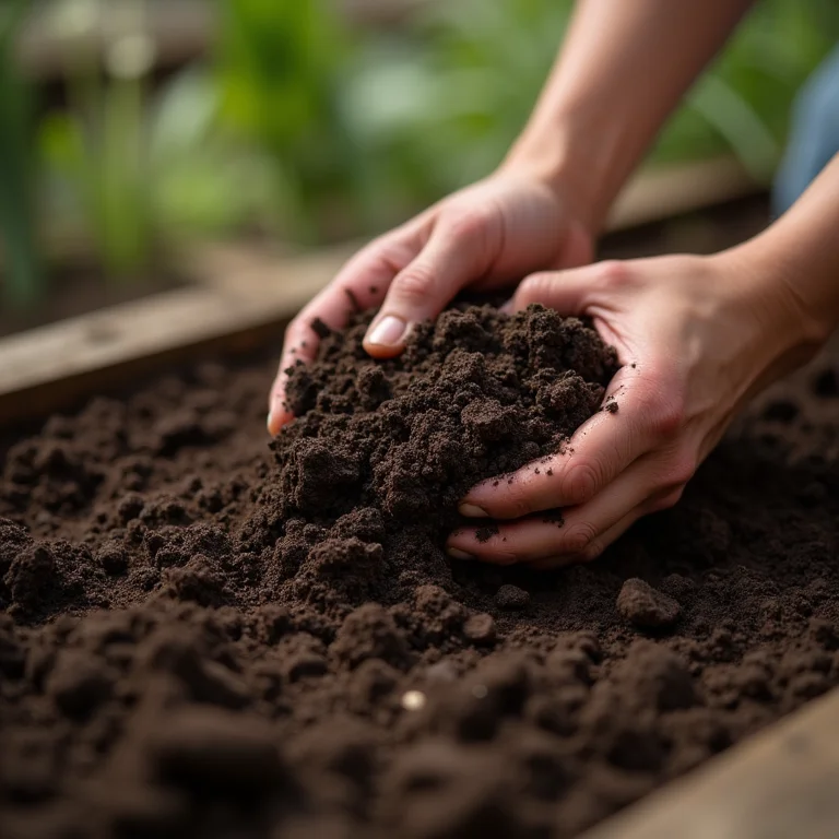 Preparo do solo fértil para o plantio de hortaliças.