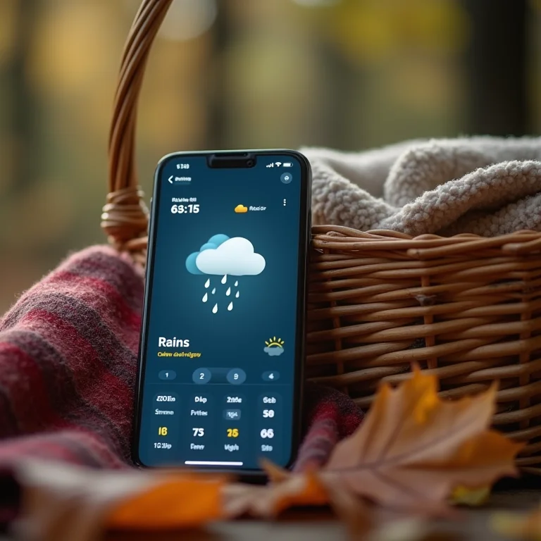 Previsão do tempo mostrando chuva para o dia do piquenique